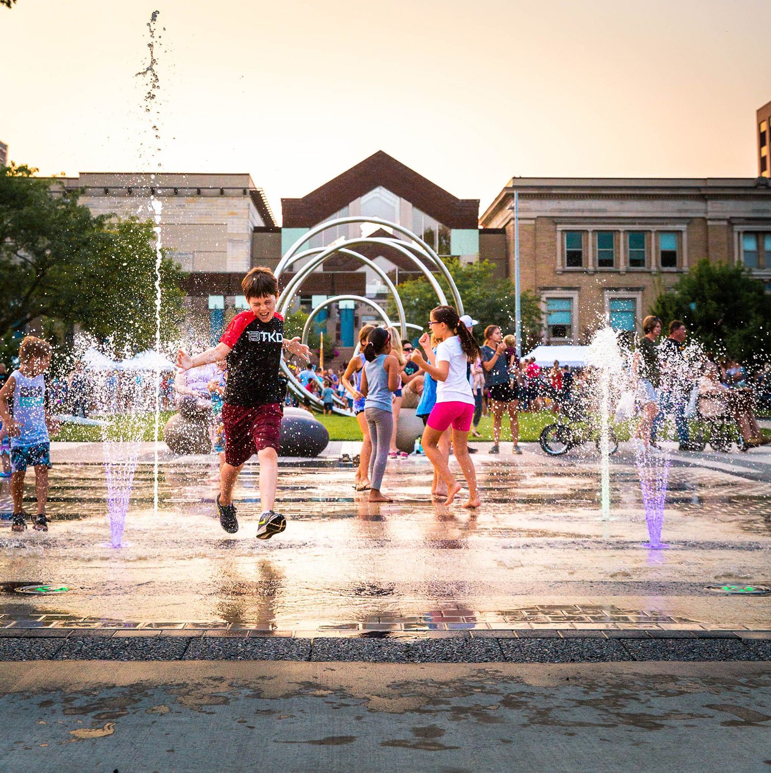 kids playing in splash pad