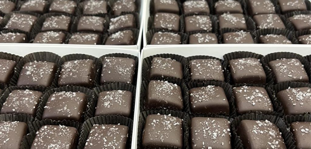 several boxes of packed chocolates.