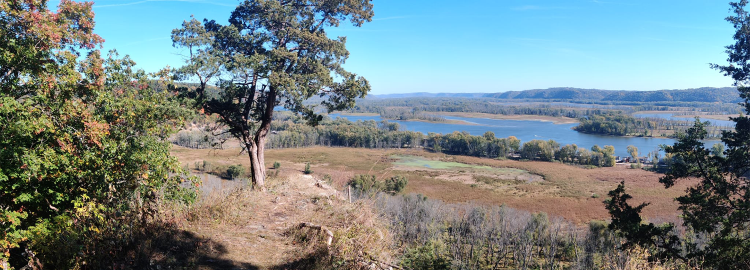 View of the yellow river winding through the landscape.