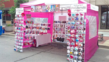 Pink Barrett sales tent.