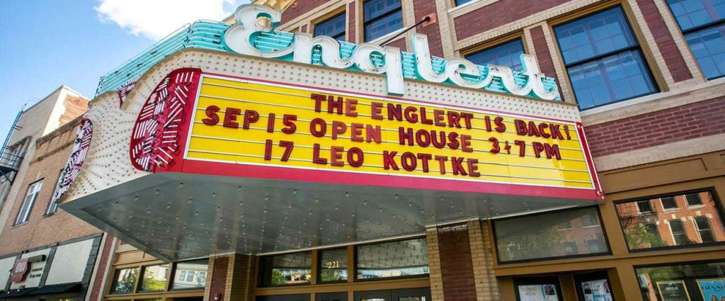 Englert Theatre remodeled marquee
