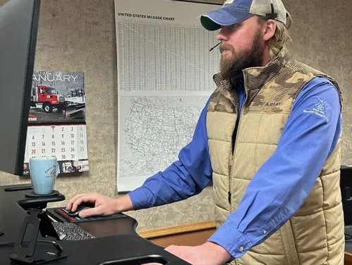 Navy veteran Dalton Bootsma works at his computer